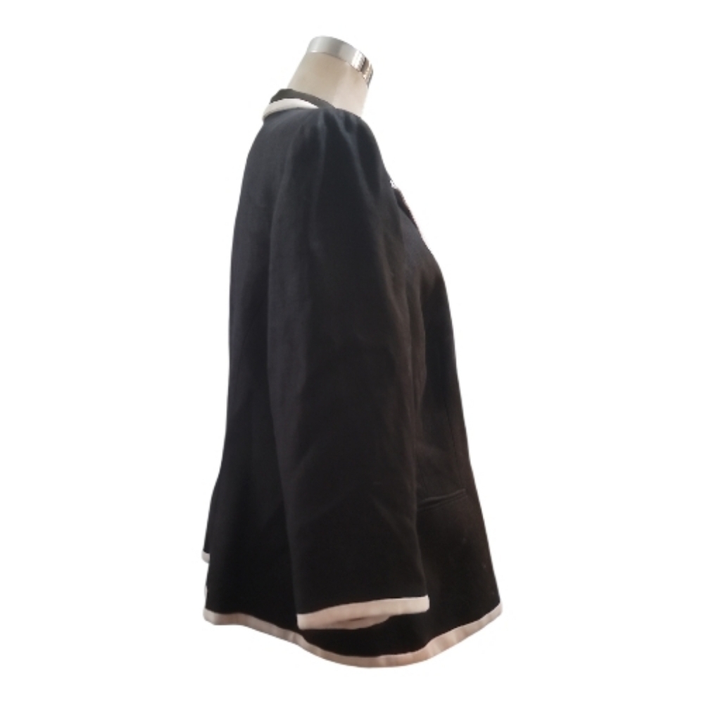 Lauren Ralph Lauren black white linen blazer suit jacket coat 14w - Picture 3 of 8